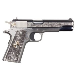 Colt Aztec Jaguar 38 Super Auto 5in Engraved Stainless Handgun - 9+1 Rounds
