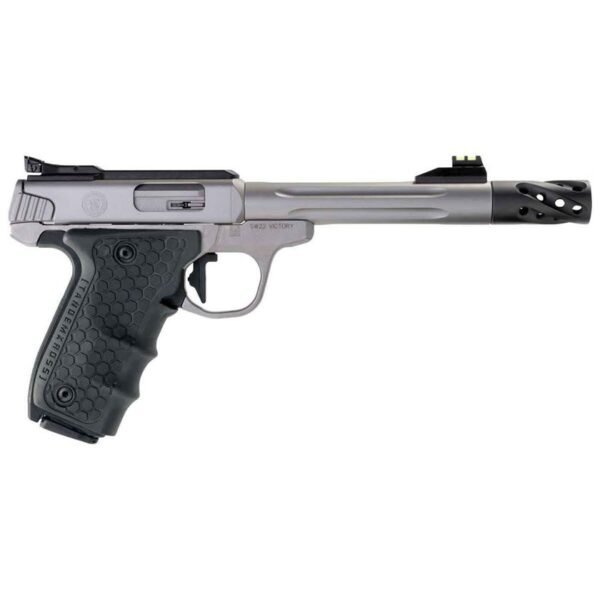 H231 Smith & Wesson Performance Center SW22 Victory Target Model Fiber Optics Sights 22 Long Rifle 6in Stainless Pistol - 10+1 Rounds
