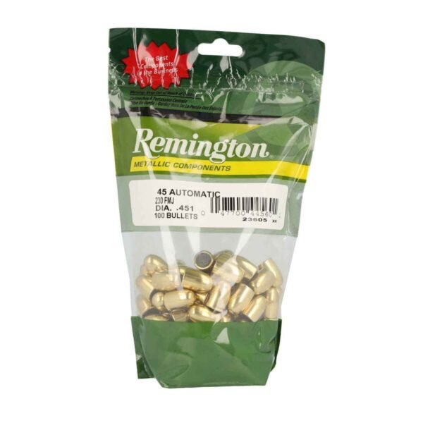 Remington Metallic Components 45 Caliber Full Metal Jacket 230gr Handgun Reloading Bullets - 100 Count