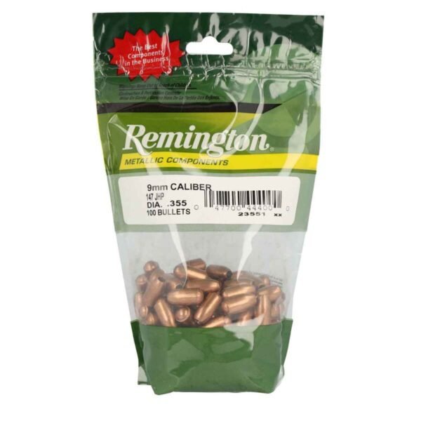 Remington Metallic Components 9mm Jacketed Hollow Point 147gr Handgun Reloading Bullets - 100 Count