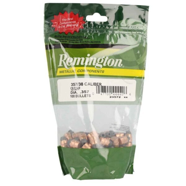 Remington Metallic Components 357/38 Caliber Semi-Jacketed Hollow Point 125gr Handgun Reloading Bullets - 100 Count