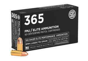 SIG SAUER 9MM, 115GR, Elite Ball, 365 FMJ