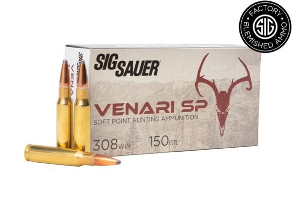 SIG SAUER 308 Winchester, 150GR, VENARI Soft Point Hunting-Blemished
