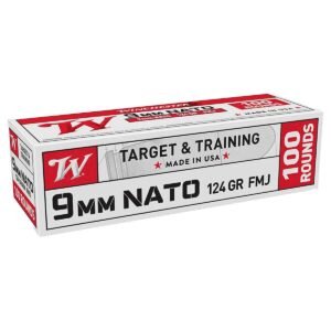 Winchester USA 9mm Luger 124gr FMJ Handgun Ammo - 100 Rounds