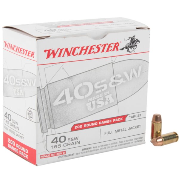 Winchester 40 S&W 165gr FMJ Handgun Ammo - 200 Rounds