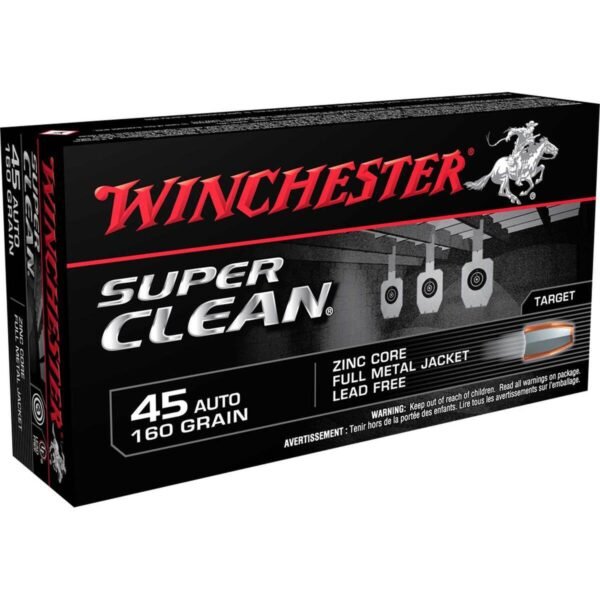 Winchester Super Clean 45 Auto (ACP) 160gr FMJ Handgun Ammo - 50 Rounds