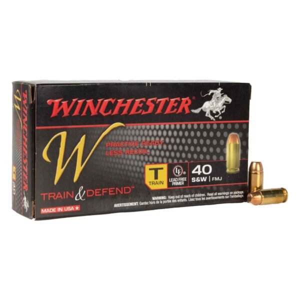Winchester Train & Defend 40 S&W 180gr FMJ Handgun Ammo - 50 Rounds