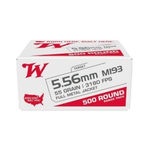 Winchester M193 5.56mm NATO 55gr FMJ Centerfire Rifle Ammo - 500 Rounds