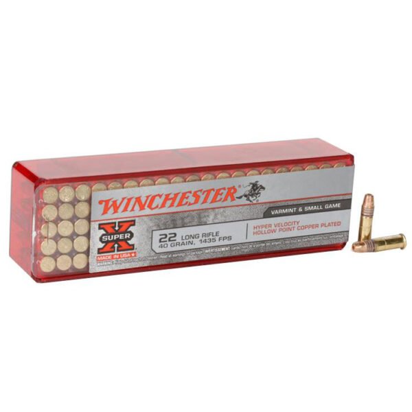 Winchester Super X 22 Long Rifle 40gr CPHP Rimfire Ammo - 100 Rounds