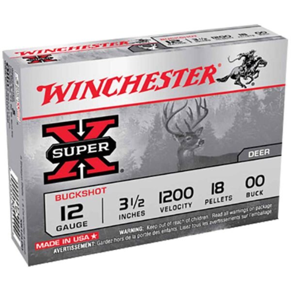 Winchester Super X 12 Gauge 3.5in 00 Buck Buckshot Shotshells - 5 Rounds