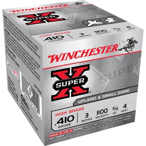 Winchester Super-X 410 Gauge 3in 3/4oz #4 Upland Shotshells - 25 Rounds