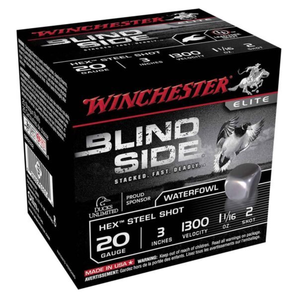 Winchester Blind Side Hex Steel Shot 20 Gauge 3in #2 1-1/16oz Waterfowl Shotshells - 25 Rounds