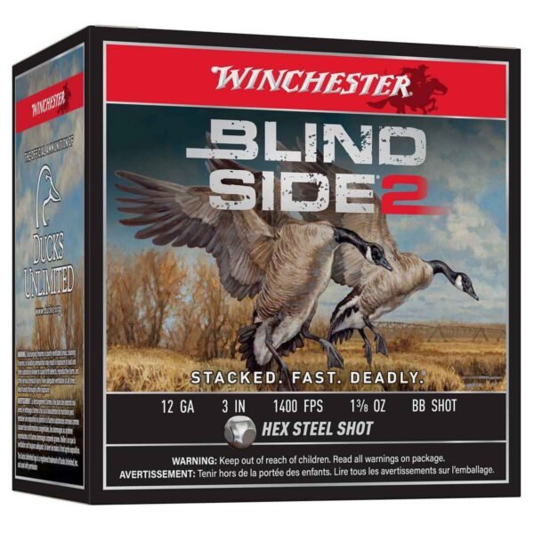 Winchester Blind Side 2 12 Gauge 3in BB 1-3/8oz Waterfowl Shotshells - 25 Rounds
