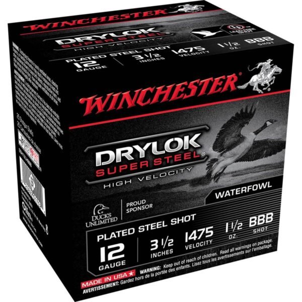 Winchester DryLok 12 Gauge 3-1/2in 1-1/2oz BBB Waterfowl Shotshells - 25 Rounds