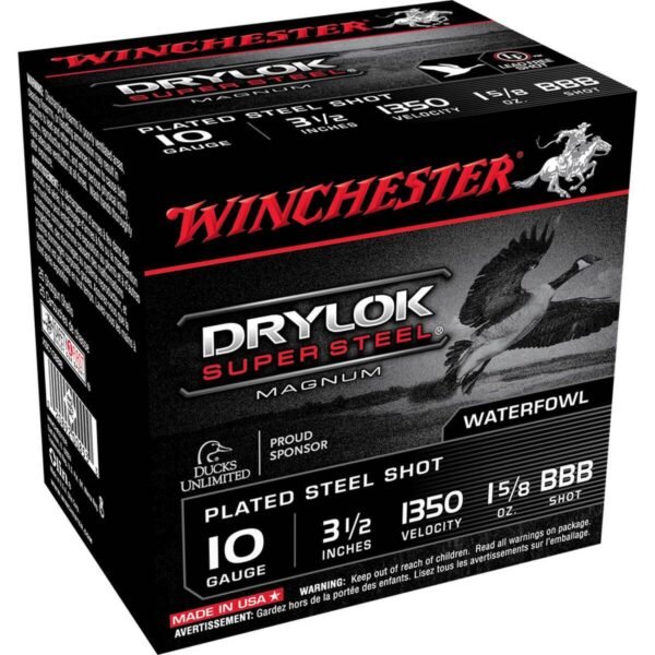 Winchester DryLok 10 Gauge 3-1/2in 1-5/8oz BBB Waterfowl Shotshells - 25 Rounds