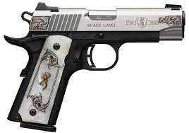 Browning 1911 Black Label Medallion Compact 380 Auto (ACP) 4.25in Matte Black Stainless Neo-Classical American Engraved Steel Pistol - 8+1 Rounds