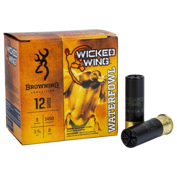 Browning 12 GA 3 inch 1 1/4 oz 2 Shot Wicked Wing 25/Box