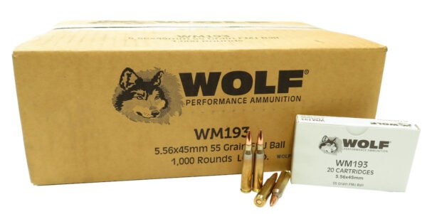 5.56x45 Ammo 55gr FMJ (Wolf WM193) 100 Rounds Linked for M249